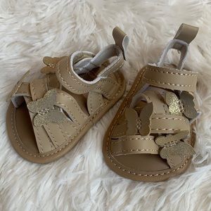 NWOT Carter’s Tan Butterfly Baby Girl Sandals